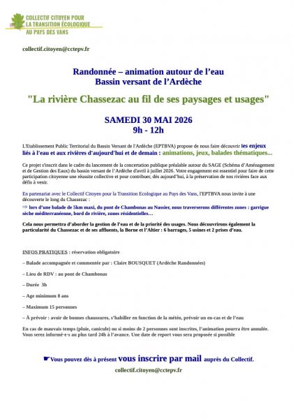 ANNONCE EVENEMENT SUR L'EAU